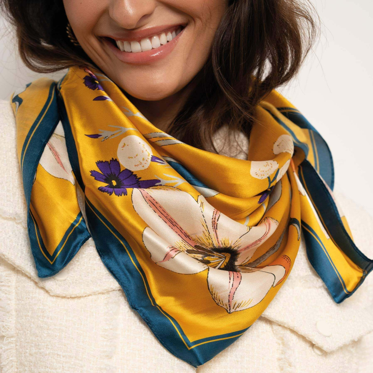 Foulard carré de soie Garden 100% en Les plus beaux carrés