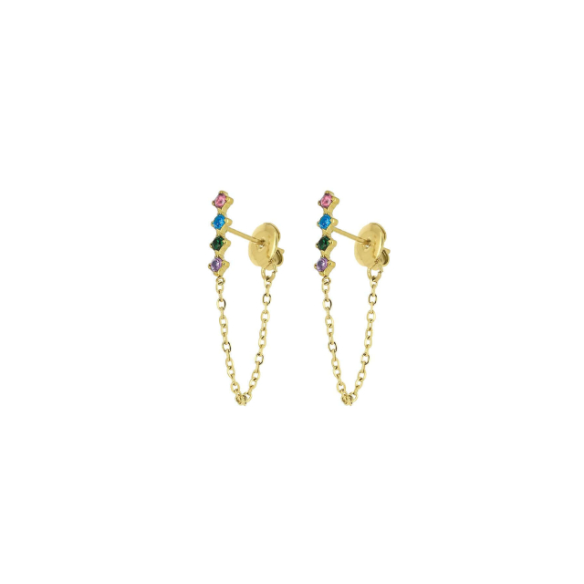 Boucles Ellia multicolore acier doré or: Trouver les plus beaux bijoux femme de la saison