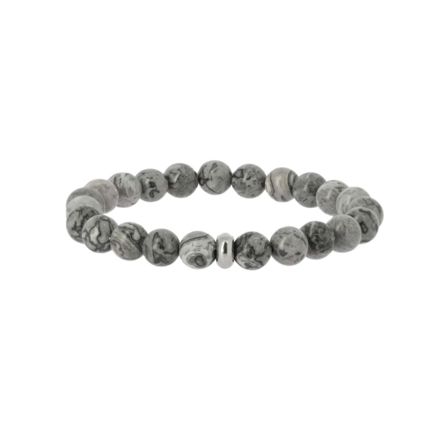 Bracelet Homme Pierre Agate grise 8mn