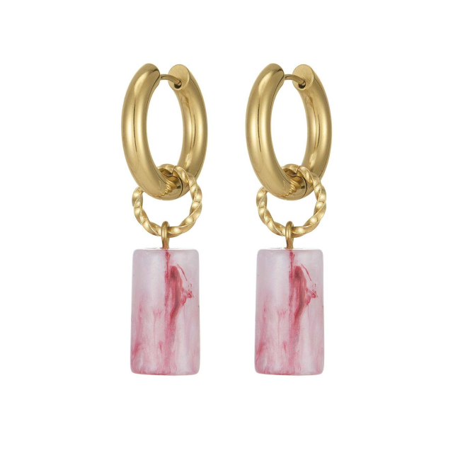 Large choix de Boucles d'oreilles  de bijoux en acier, de montres et de sacs à main sur luzaka.com. Boucles Topia roses acier doré or - Réf : 11303