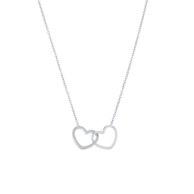 Collier cœurs entrelacés acier argenté