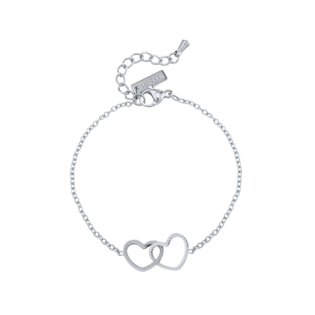 Bracelet cœurs entrelacés acier argenté