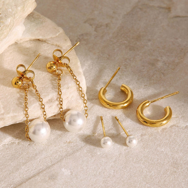 Set 3 boucles Maria doré or