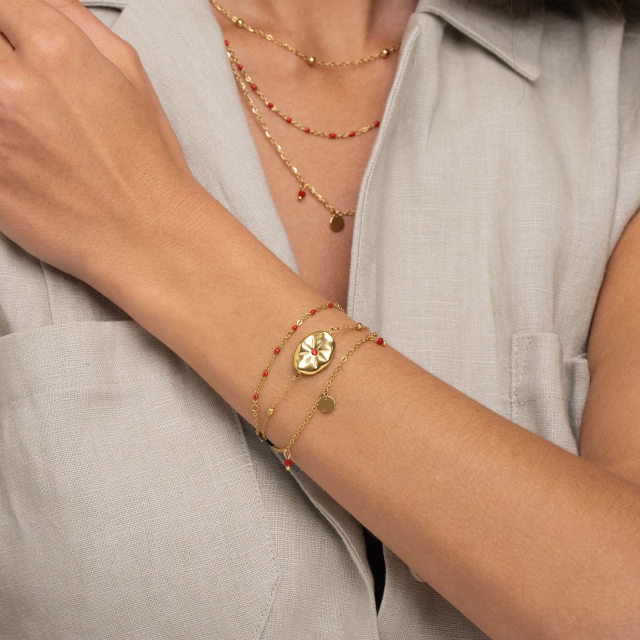 Large choix de Bracelet de bijoux en acier, de montres et de sacs à main sur luzaka.com. Bracelet Hestia acier doré or - Réf : 56200