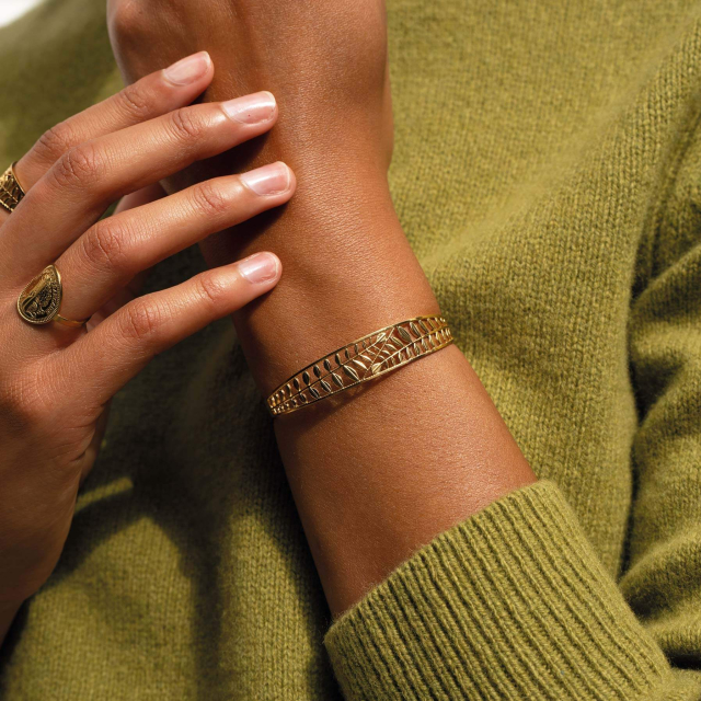 Jonc Rameau acier doré or Bracelet Femme - Bijoux et accessoires pas chers pour femme Luzaka Ref.59065