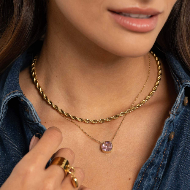 Collier Luz Zircon rose Collier - Pendentif Femme Collier - Pendentif- Bijoux et accessoires pas chers pour femme Luzaka Ref.67627