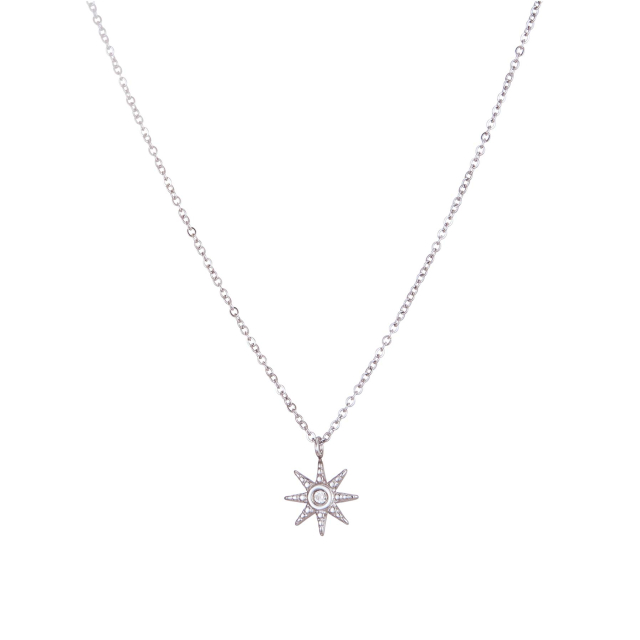 Collier Soleil acier argenté Collier - Pendentif Femme Collier - Pendentif- Bijoux et accessoires pas chers pour femme Luzaka Ref.71113