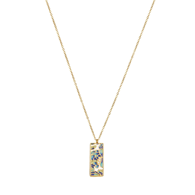 Collier Artiste bleu doré or Collier - Pendentif Femme Collier - Pendentif- Bijoux et accessoires pas chers pour femme Luzaka Ref.71540