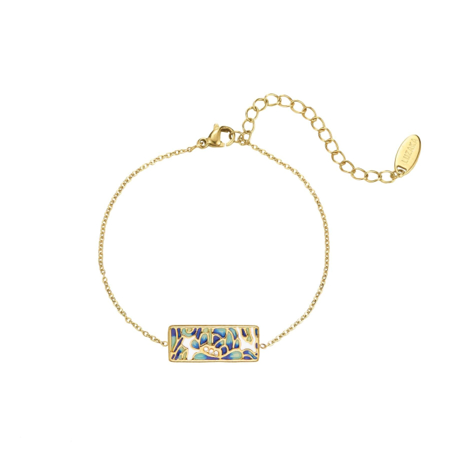 Large choix de Bracelet  de bijoux en acier, de montres et de sacs à main sur luzaka.com. Bracelet Artiste bleu acier doré or  - Réf : 71557