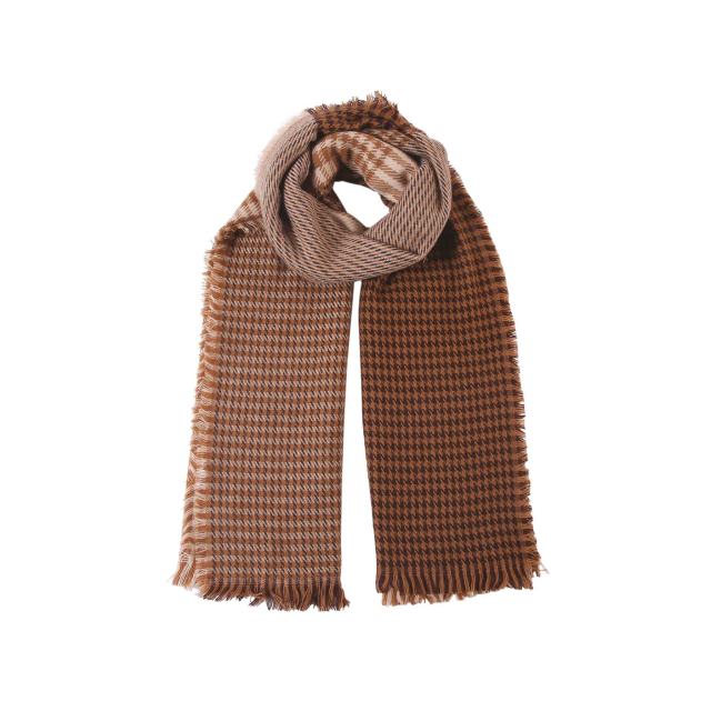 Foulard-Echarpe homme en soie motifs pied-de-poule