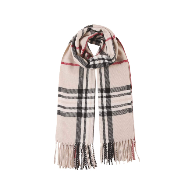 Echarpe à carreaux noirs beige Echarpe Femme - Bijoux et accessoires pas chers pour femme Luzaka Ref.10113