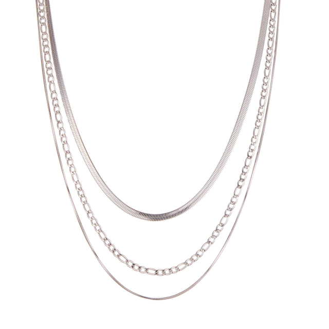 Multi rangs Yka acier Collier - Pendentif Femme Multi rangs- Bijoux et accessoires pas chers pour femme Luzaka Ref.10134