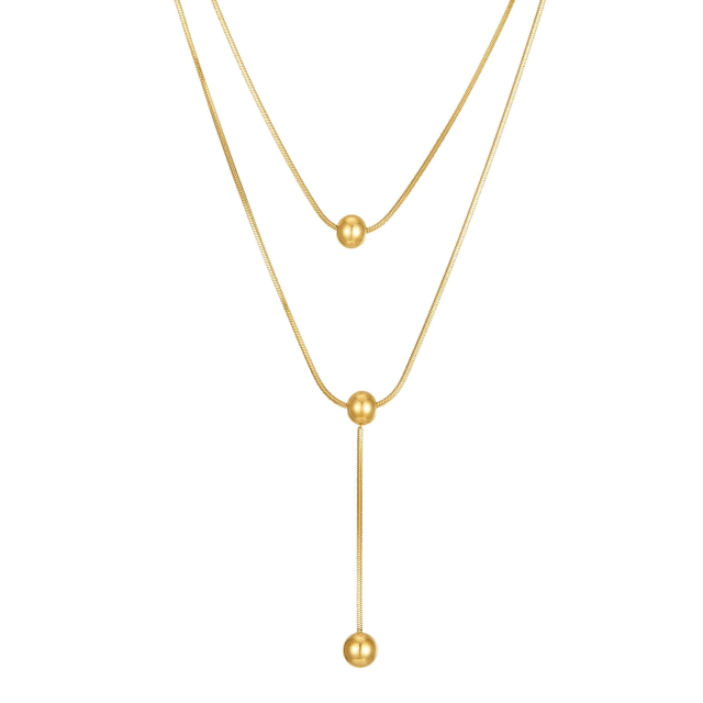 Multi rangs Comete acier doré Collier - Pendentif Femme Multi rangs- Bijoux et accessoires pas chers pour femme Luzaka Ref.10138