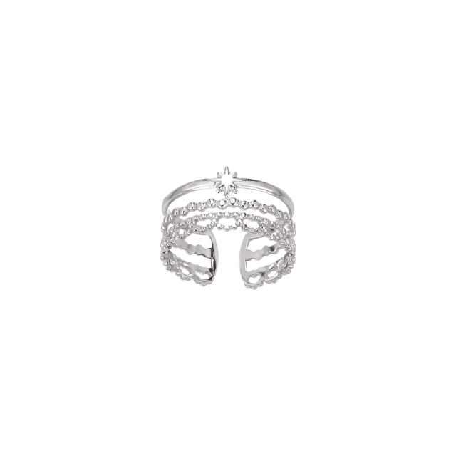 Large choix de Bague de bijoux en acier, de montres et de sacs à main sur luzaka.com. Bague Etoile soleil acier - Réf : 10144