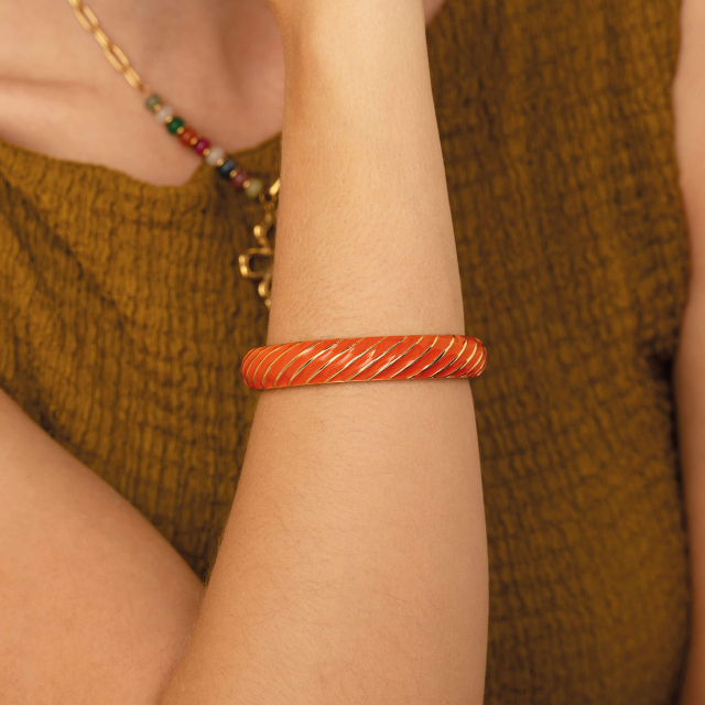 Bracelet jonc métal orange