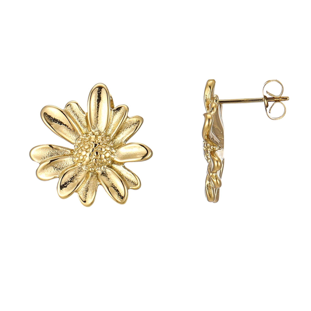 Large choix de Boucles d'oreilles de bijoux en acier, de montres et de sacs à main sur luzaka.com. Boucles Marguerite acier doré or - Réf : 10478