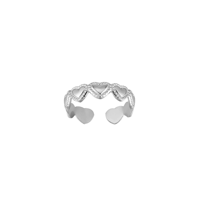 Bague acier motif coeurs