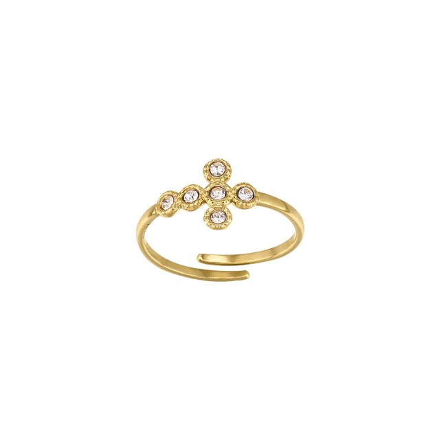 Large choix de Bague de bijoux en acier, de montres et de sacs à main sur luzaka.com. Bague Croix zircons blancs - Réf : 10565