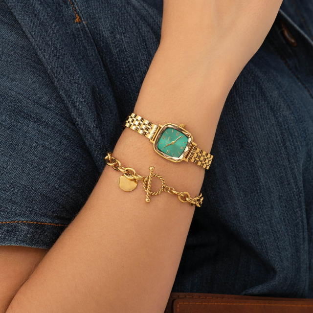 Bracelet anneau acier doré or