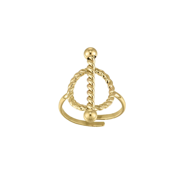 Large choix de Bague de bijoux en acier, de montres et de sacs à main sur luzaka.com. Bague Corazon acier doré or - Réf : 10569
