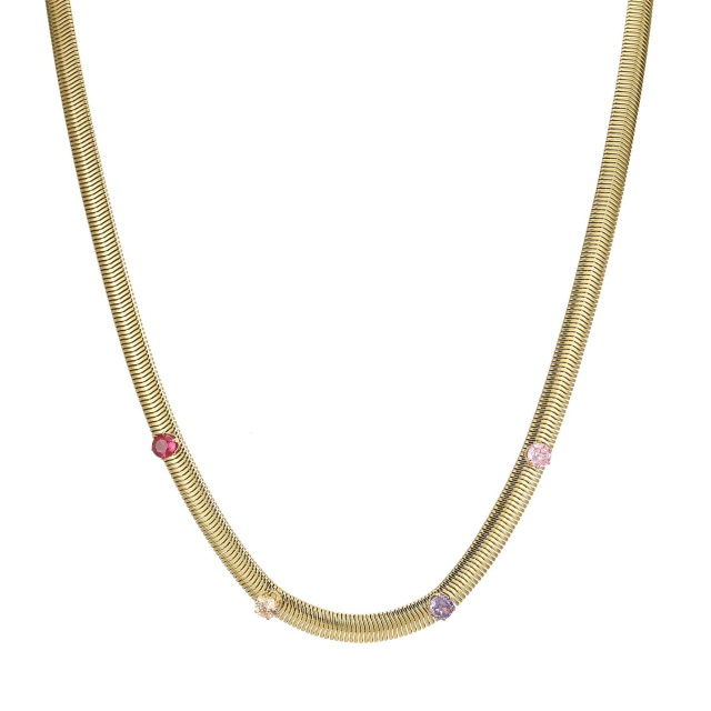 Collier Maille plate zircons colorés: Trouver les plus beaux bijoux femme de la saison