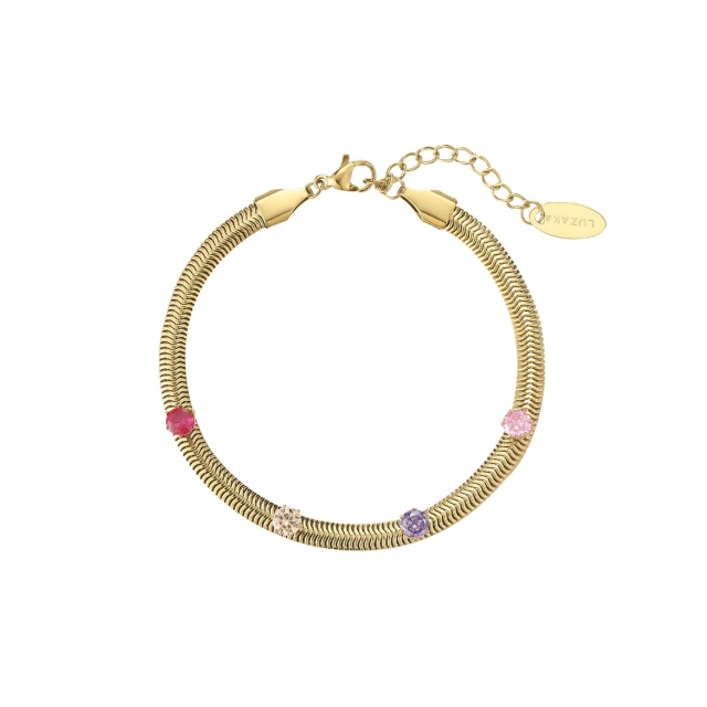 Bracelet Maille plate zircons colorés: Trouver les plus beaux bijoux femme de la saison