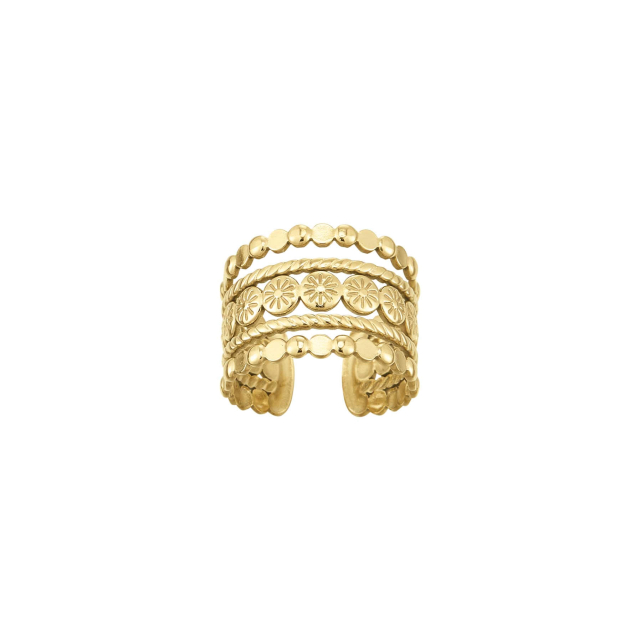 Large choix de Bague de bijoux en acier, de montres et de sacs à main sur luzaka.com. Bague Lucie acier doré or - Réf : 10605