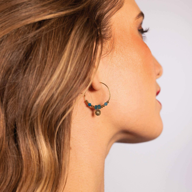 Boucles Cancun Pierres Apatite bleue: Trouver les plus beaux bijoux femme de la saison