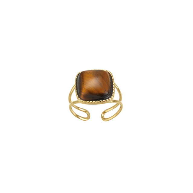 Large choix de Bague de bijoux en acier, de montres et de sacs à main sur luzaka.com. Bague Cancun Oeil de tigre - Réf : 10622