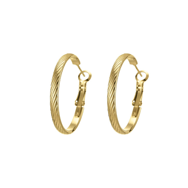 Boucles D'oreilles Créoles Dorées En Acier Inoxydable - BK Bijoux - Fermoir Clip