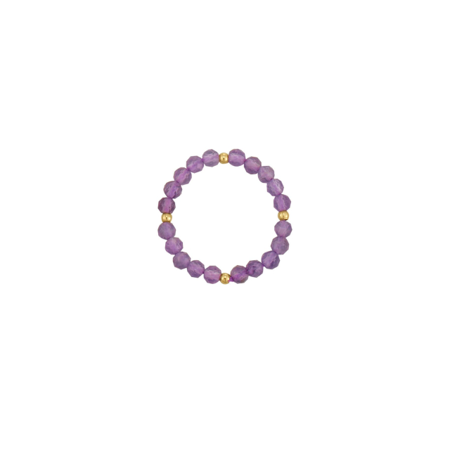 Large choix de Bague  de bijoux en acier, de montres et de sacs à main sur luzaka.com. Bague Yoko Pierres Améthyste acier doré or - Réf : 10672