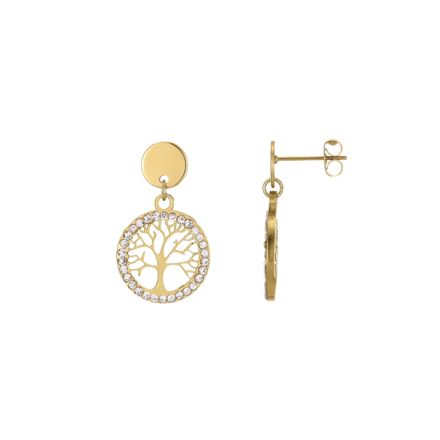 Boucles Arbre de vie acier doré or: Trouver les plus beaux bijoux femme de la saison