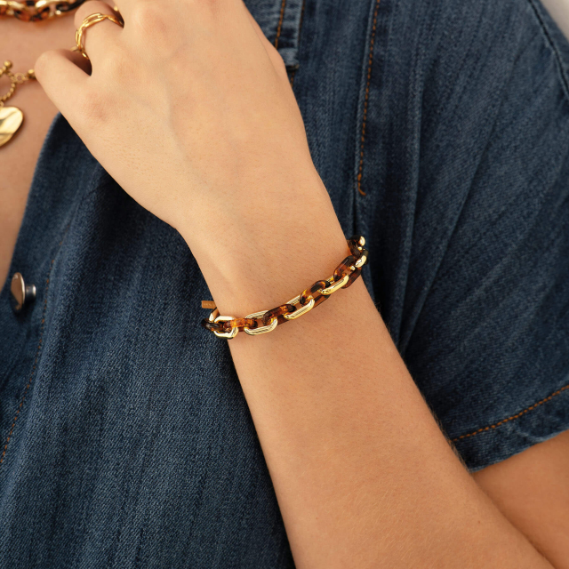 Bracelet ecailles de tortue acier doré or