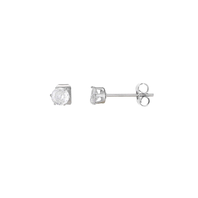 Boucles d'oreille puces acier inoxydable et zircons