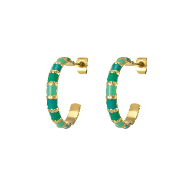 Boucles Mona vertes acier doré or: Trouver les plus beaux bijoux femme de la saison