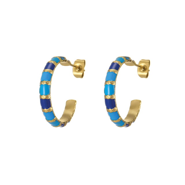 Boucles Mona bleues acier doré or: Trouver les plus beaux bijoux femme de la saison