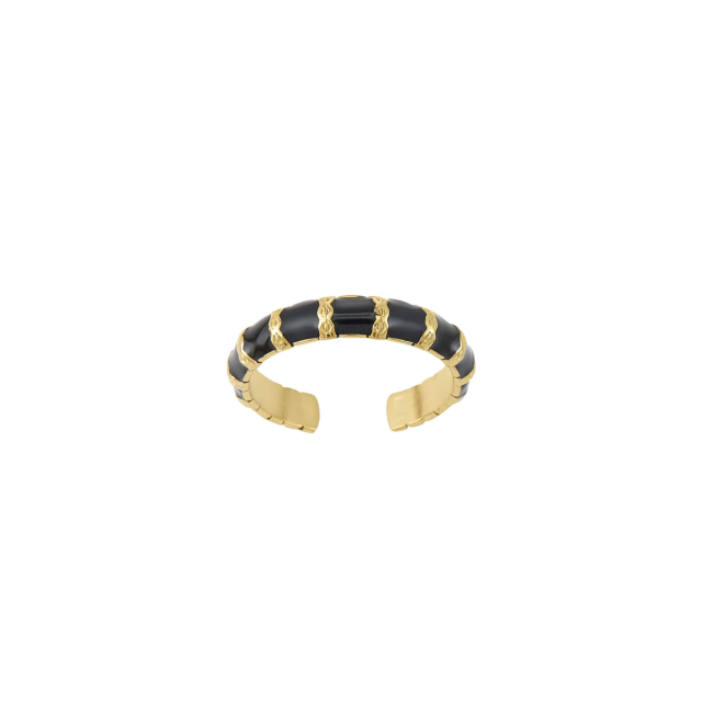 Bague Mona noire acier doré or: Trouver les plus beaux bijoux femme de la saison