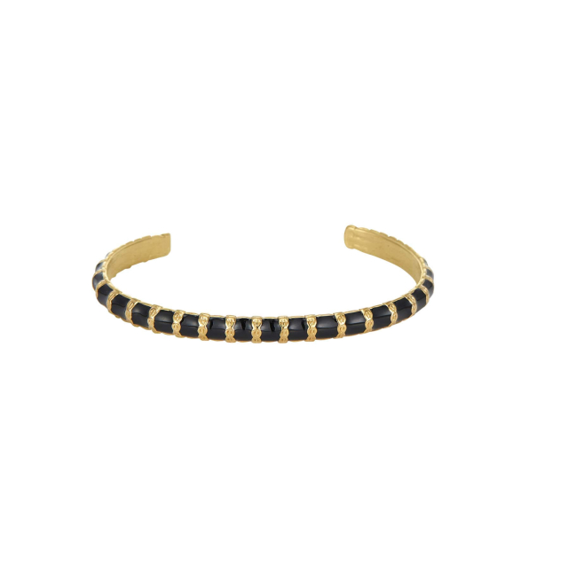 Jonc Mona noir acier doré or: Trouver les plus beaux bijoux femme de la saison