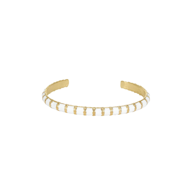 Jonc Mona blanc acier doré or: Trouver les plus beaux bijoux femme de la saison