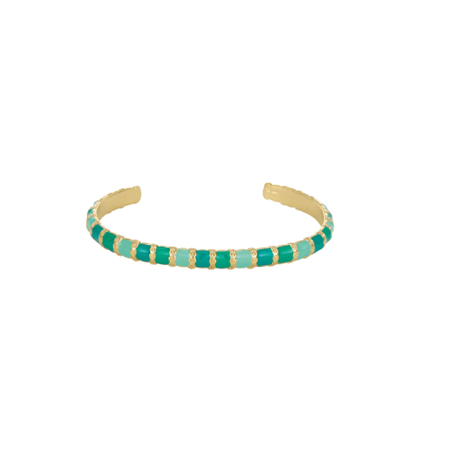 Jonc Mona vert acier doré or: Trouver les plus beaux bijoux femme de la saison