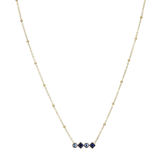 Collier Eclat bleu acier doré or: Trouver les plus beaux bijoux femme de la saison