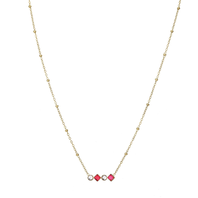 Collier Eclat fuchsia acier doré or: Trouver les plus beaux bijoux femme de la saison