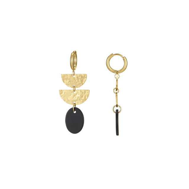 Large choix de Boucles d'oreilles de bijoux en acier, de montres et de sacs à main sur luzaka.com. Boucles Lucia Obsidienne noire - Réf : 10788