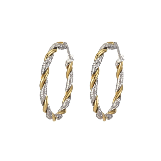 Créoles Andréa acier argenté et doré or: Trouver les plus beaux bijoux femme de la saison