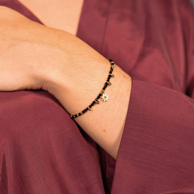 Bracelet Laurie Obsidienne acier doré or: Trouver les plus beaux bijoux femme de la saison