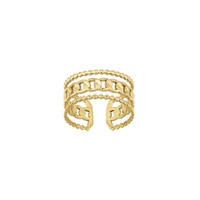 Bague Rénata acier doré or: Trouver les plus beaux bijoux femme de la saison