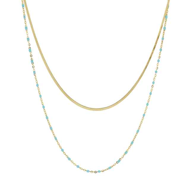 Multi-rangs Capucine Bleu Collier - Pendentif Femme Multi rangs- Bijoux et accessoires pas chers pour femme Luzaka Ref.10876