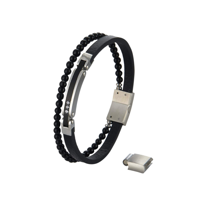 Bracelet Léo acier et pierres : Large choix de bijoux fantaisie en acier pas chers