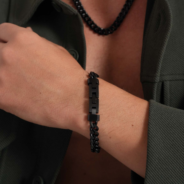 Bracelet Raphael acier noir  : Large choix de bijoux fantaisie en acier pas chers