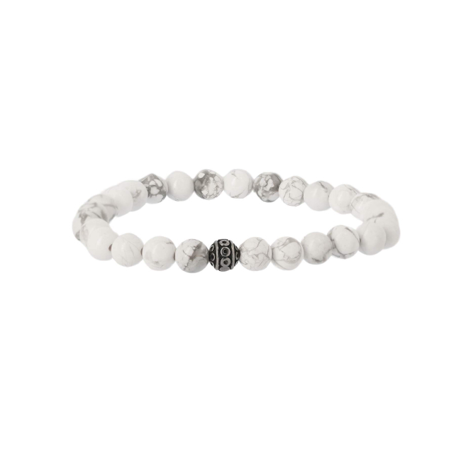 Large choix de Bracelet de bijoux en acier, de montres et de sacs à main sur luzaka.com. Bracelet pierres Howlite 6mn - Réf : 10919